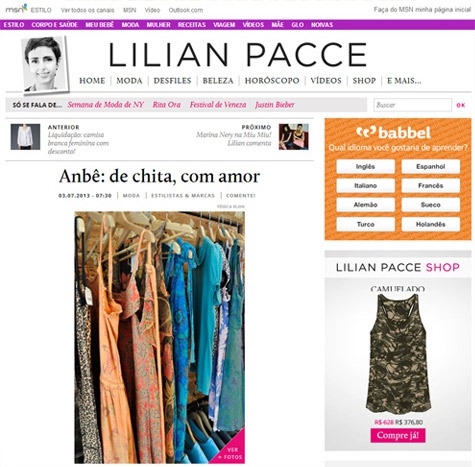 Lilian Pacce: ANBÊ de Chita, com Amor